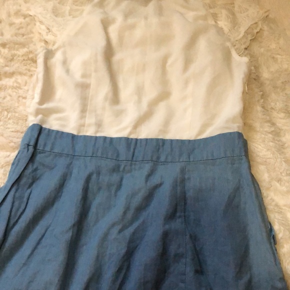 TODAY ONLY: GIRLS MOSCHINO KNEE HIGH WHITE AND DENIM DRESS WITH SIDE POCKETS - Picture 4 of 8